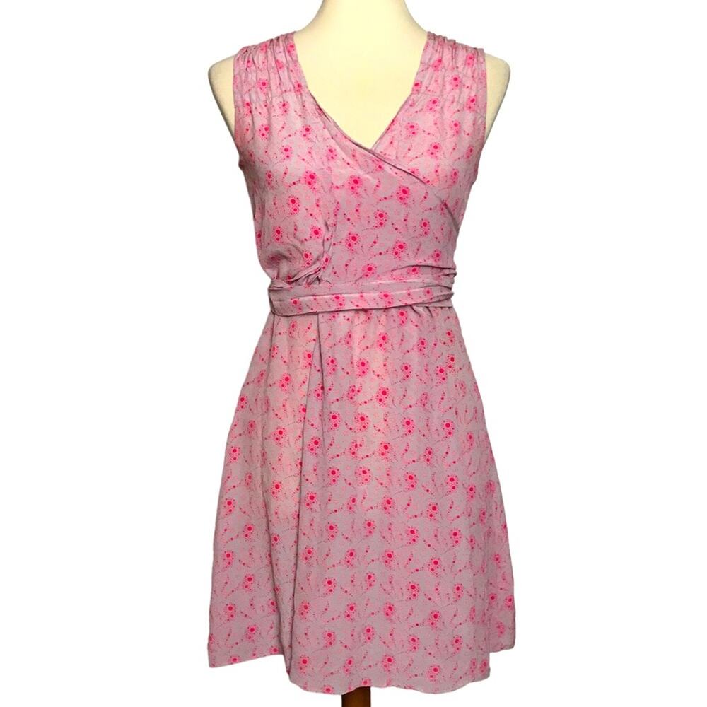 Vanessa Bruno Athe 100% Silk Cross Wrap Wide Belt Summer Lightweight Dress 36